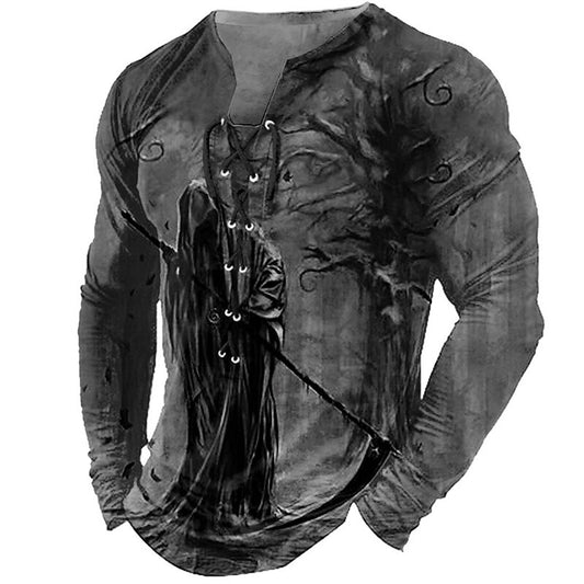 Men's Cool Skulls Halloween Henley