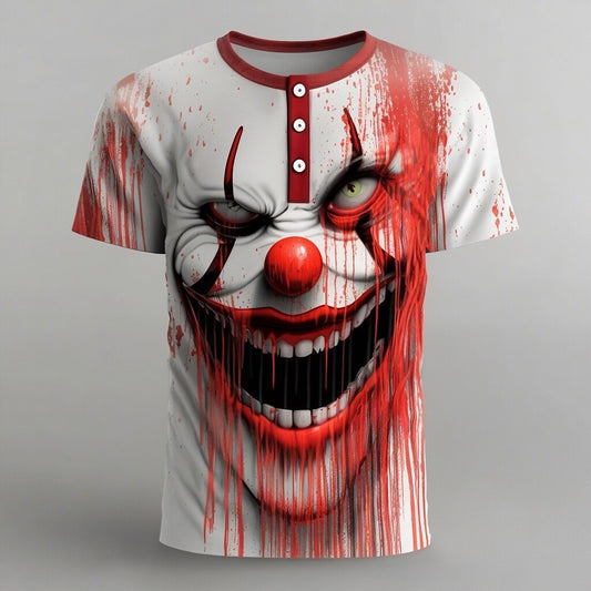 Men's Creepy Clown Halloween Henley