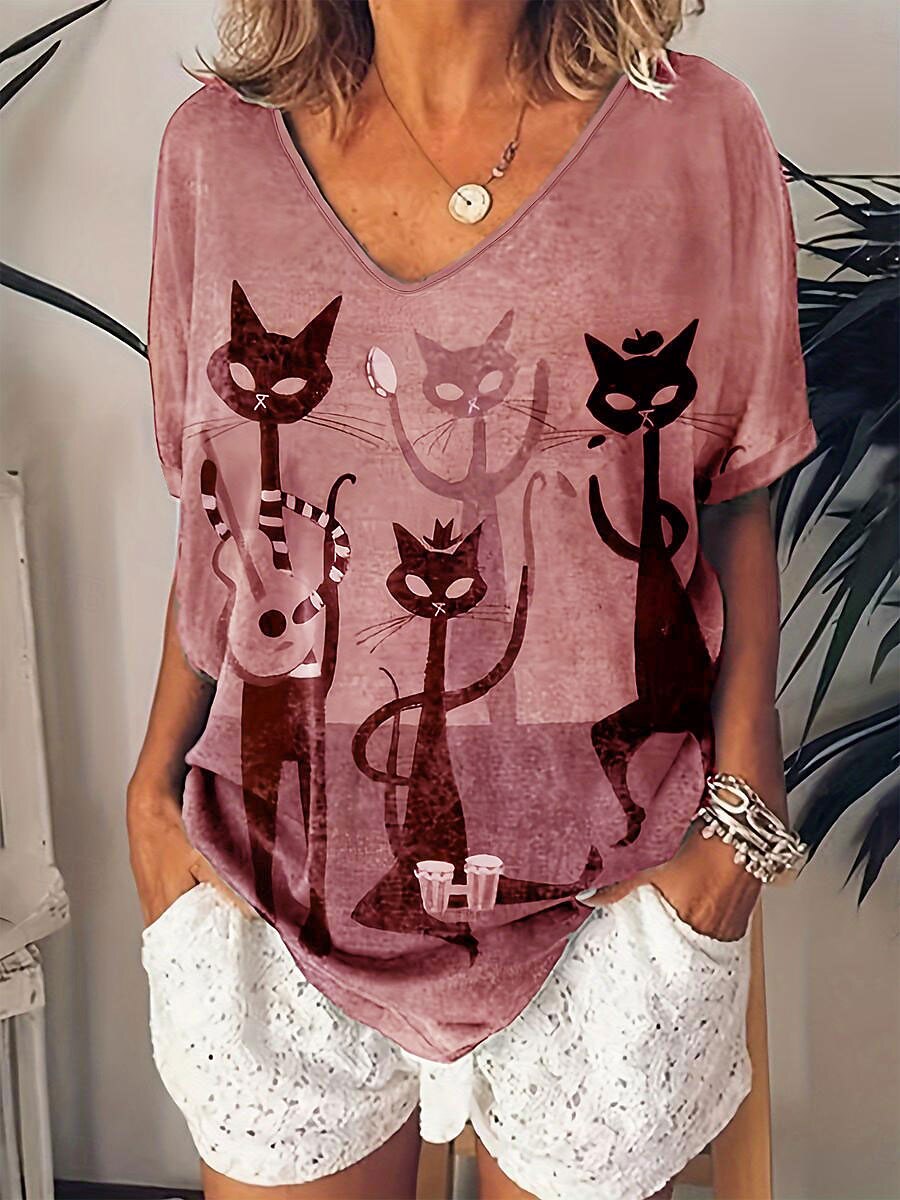 Women's Halloween Black Cat Tee
