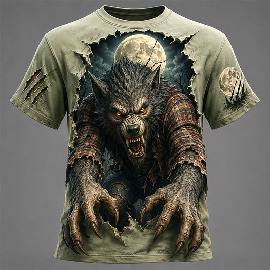 Men's Werewolf Shadow Graphic 3D Tee