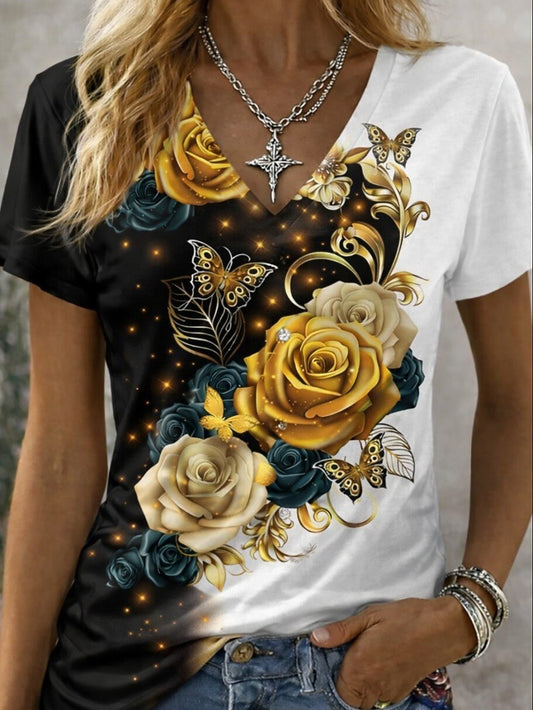 Women's Botanical Gradient Art Graphic Tee