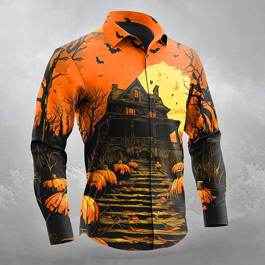 Men's Pumpkin Haunted Jackolantern Gothic Shirt