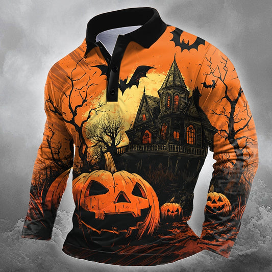 Men's Pumpkin Bat Dark Festival Polo