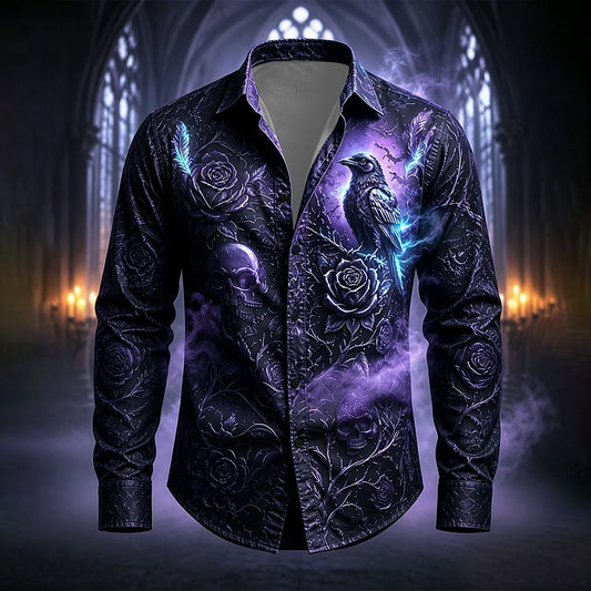 Men's Horror Skull Gothic Button Shirt