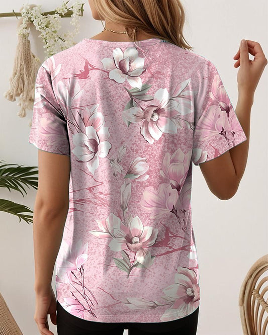 Women's Colorful Garden Floral Graphic Tee