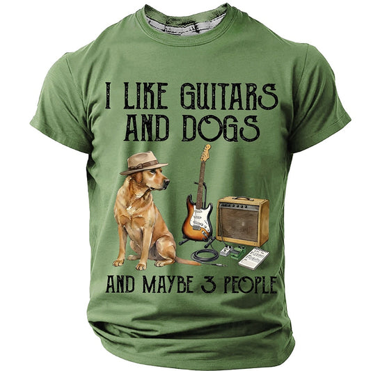 Men's Guitars Dogs Humor Graphic Tee
