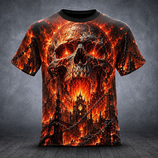 Men's Gothic Skull Bone Casual T-Shirt