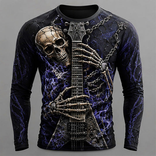 Men's Skeleton Guitar Rock Graphic Tee