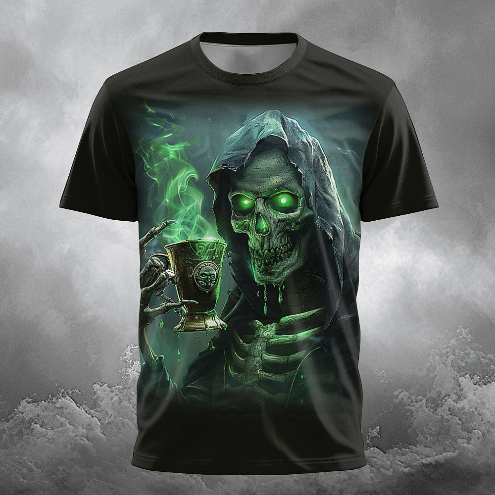 Men's Halloween Haunted Skull Graphic Tee