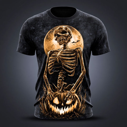 Men's Halloween Pumpkin Skeleton Tee