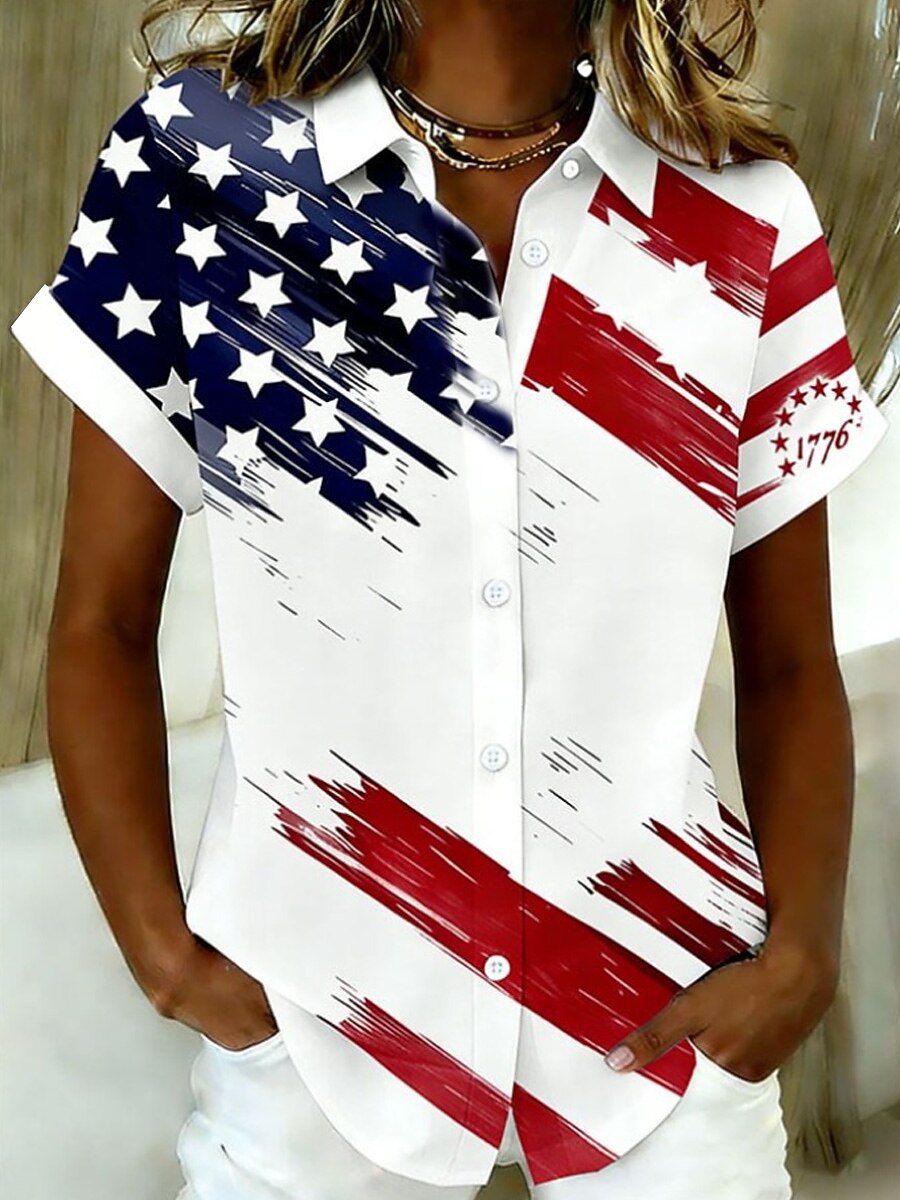 Women's Vintage Flag Short Sleeve Shirt