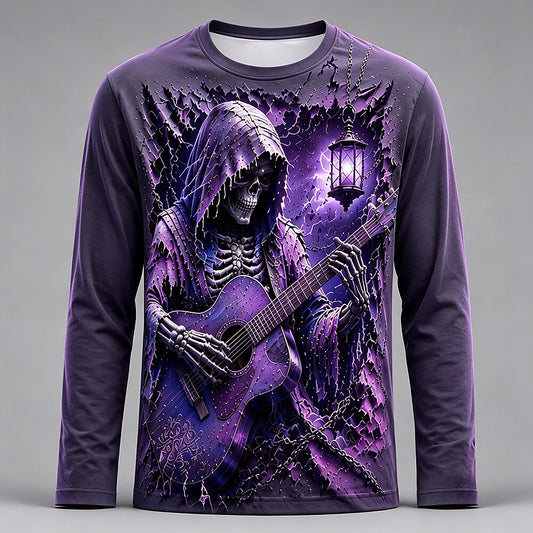 Men's Skeleton Guitar Long Sleeve Tee
