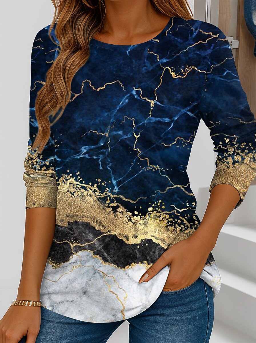 Women's Ombre Marble Art Graphic Tee