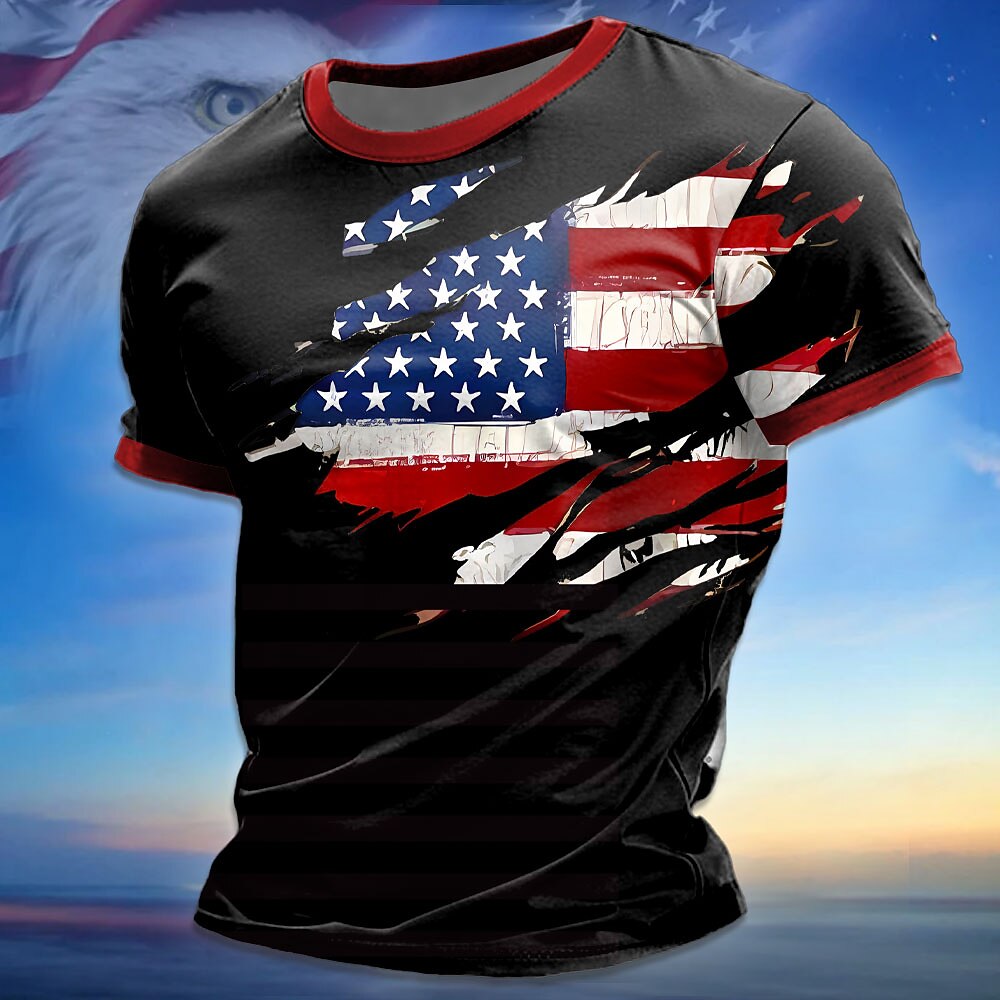 Men's Patriotic Flag Print Tee