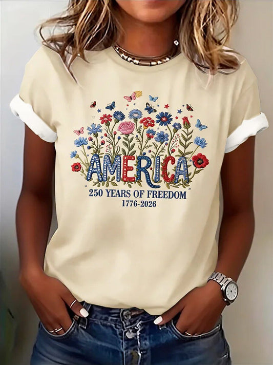 Women's Floral Flag Graphic Tee