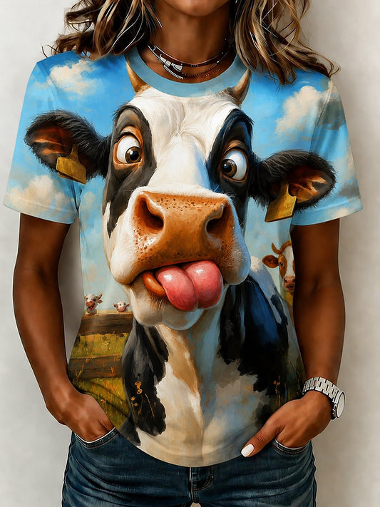 Women's Vintage Cow Graphic Tee