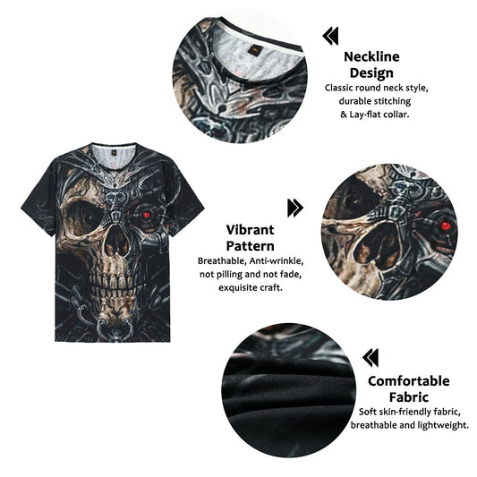 Men's Distressed Skull Horror Graphic Tee