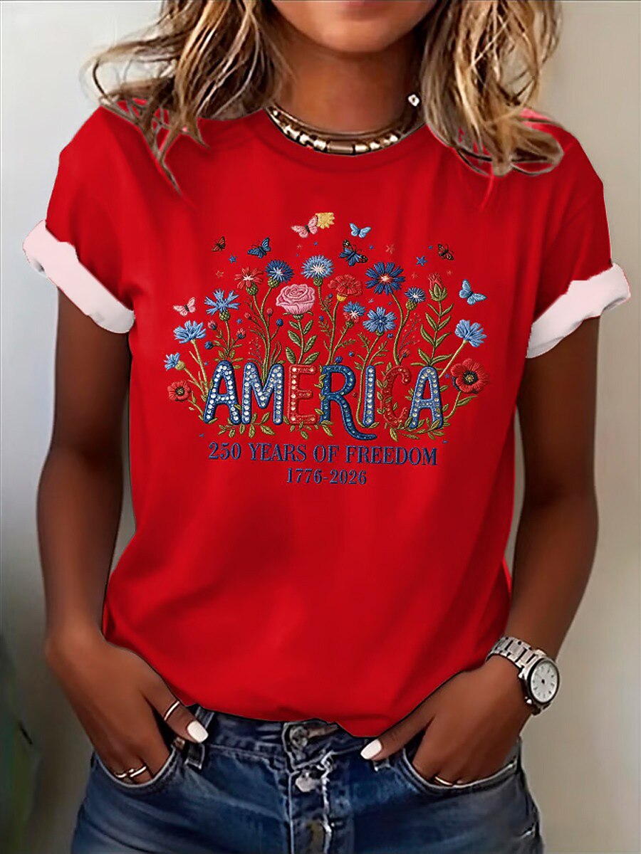 Women's Floral Flag Graphic Tee