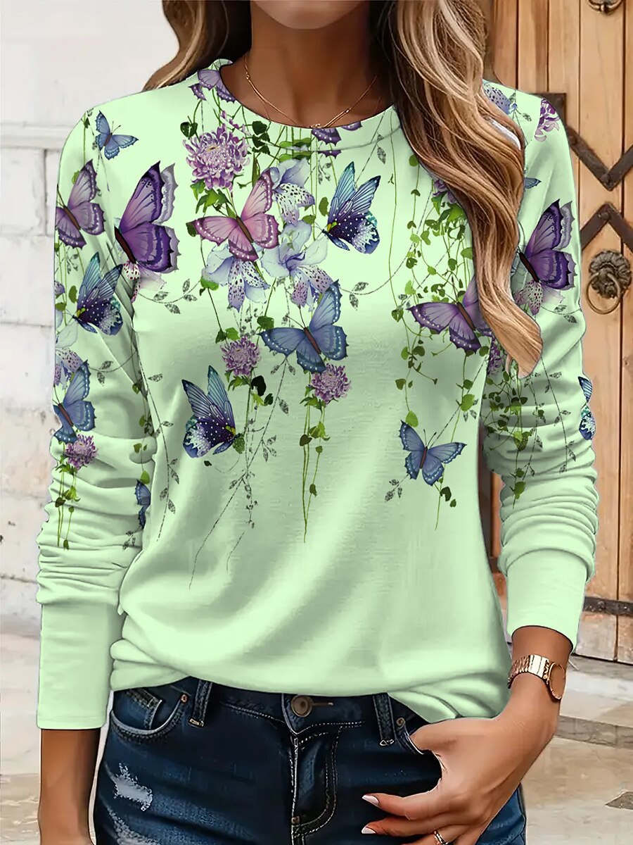 Women's Butterfly Garden Floral Graphic Tee