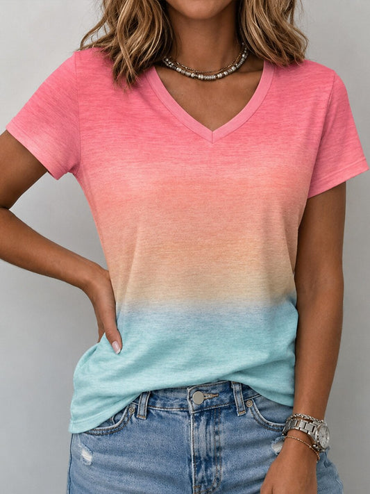 Women's Gradient Geometry Art Graphic Tee