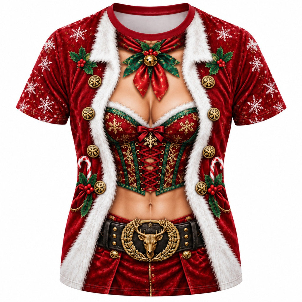 Christmas Hunk Santa Funny Graphic T-Shirt