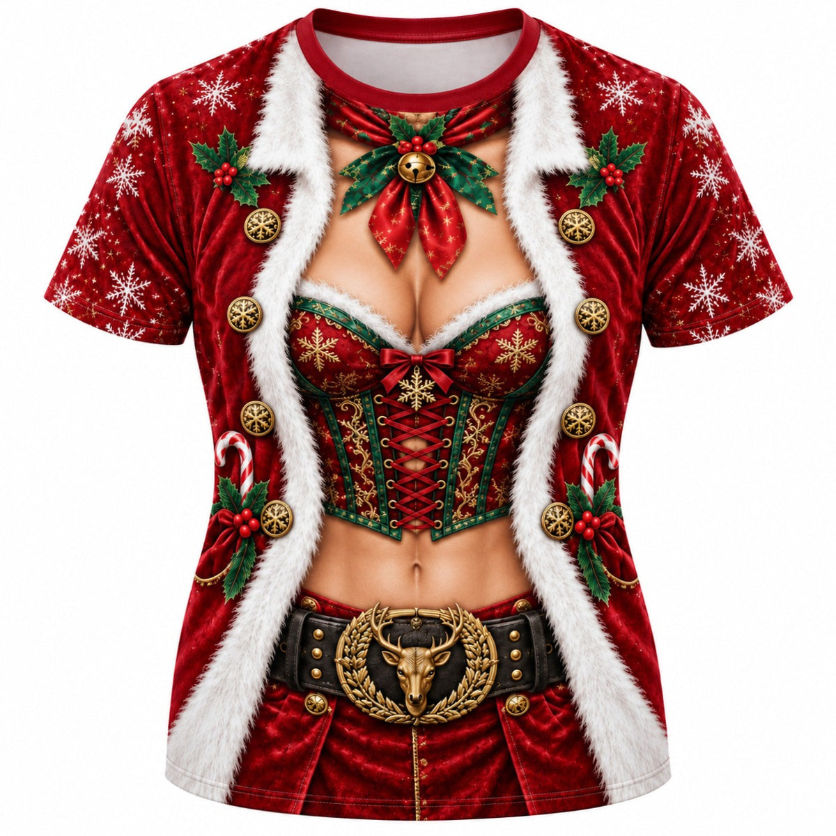 Christmas Hunk Santa Funny Graphic T-Shirt