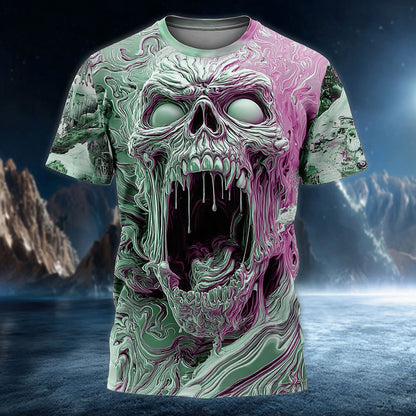 Men's Neon Skull Horror Graphic Tee