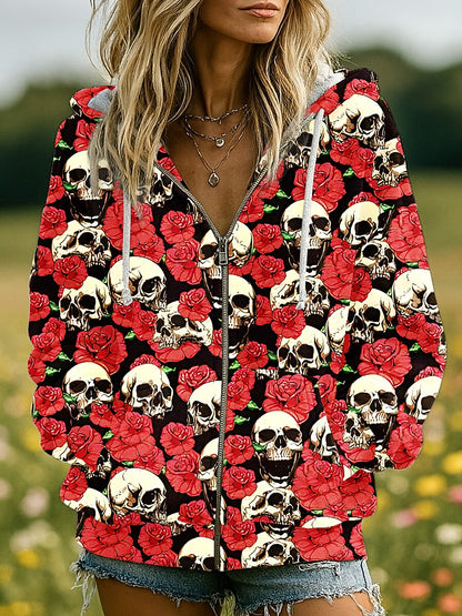 Women's Halloween Haunted Skull Hoodie