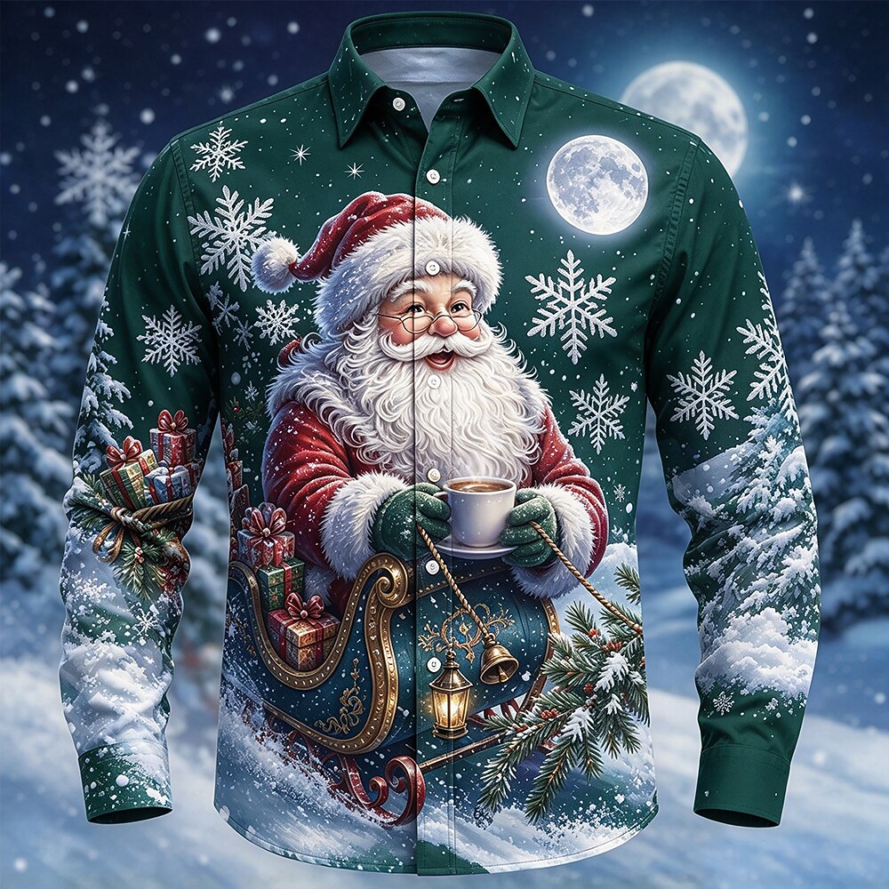 Men's Santa Claus Novelty Button Up Shirt