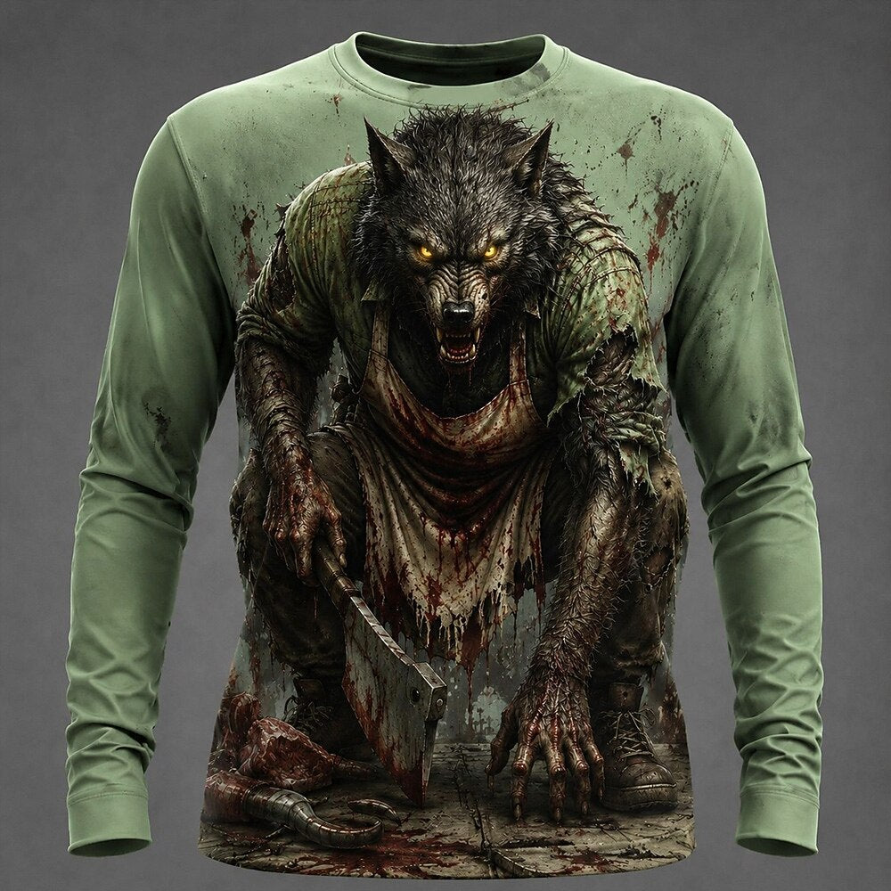 Men's Werewolf Horror 3D Print Tee