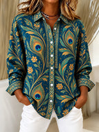 Women's Vintage Paisley Print Button Shirt
