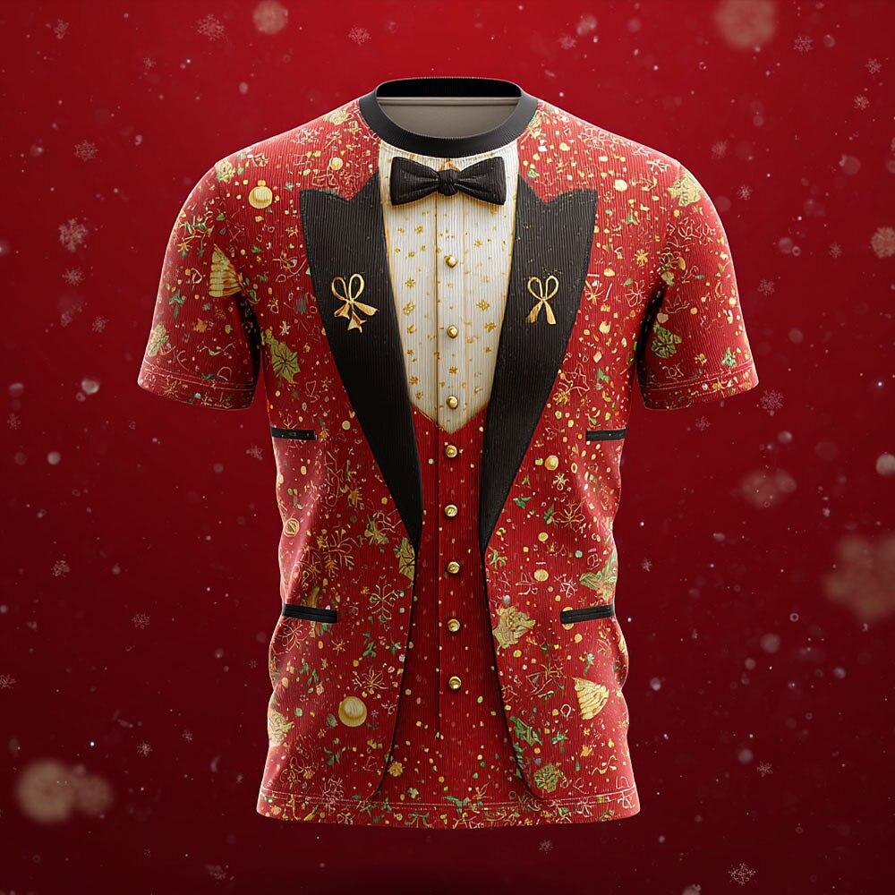 Men's Christmas Classic Red Tuxedo T-Shirt