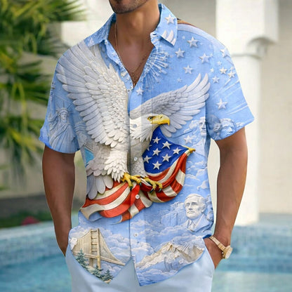 Men's Patriotic Eagle Short Sleeve Shirt