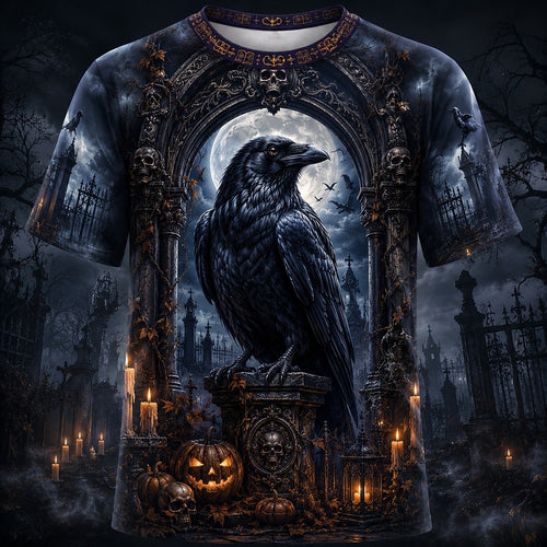 Men's Horror Crow Print Shirt