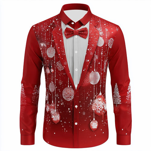 Men's Christmas Holiday Tuxedo Print Shirt