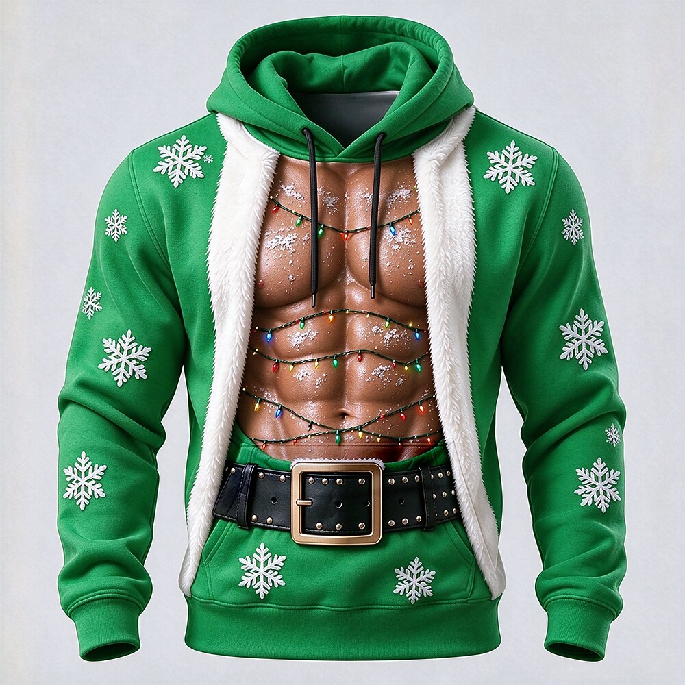 Men's Muscle Christmas Graphic Hoodie