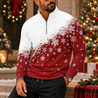 Snowflake Christmas Quarter Zip Polo Shirt