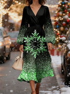 Women's Christmas Graphic Vintage Dress