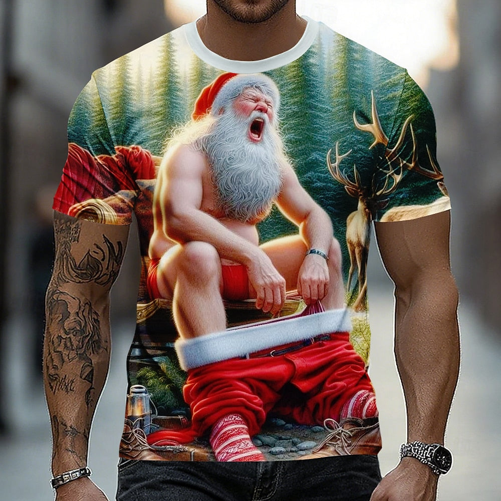 Santa Christmas Artistic Vacation Casual Tee