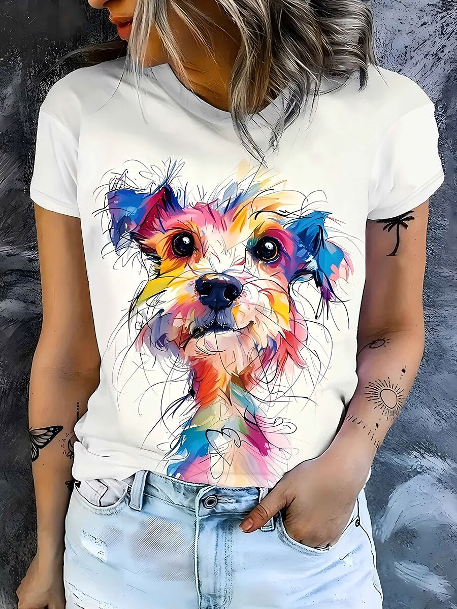 Women's Rainbow Dog Graphic Tee