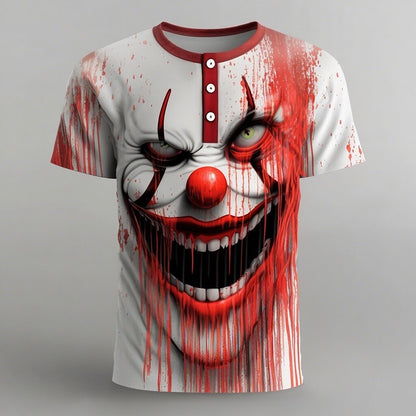 Men's Creepy Clown Halloween Henley