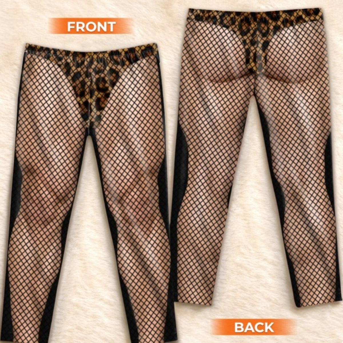 Fishnet Stockings Print Christmas Pajama Pants