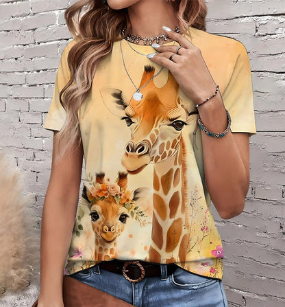 Women's Playful Giraffe Graphic Tee