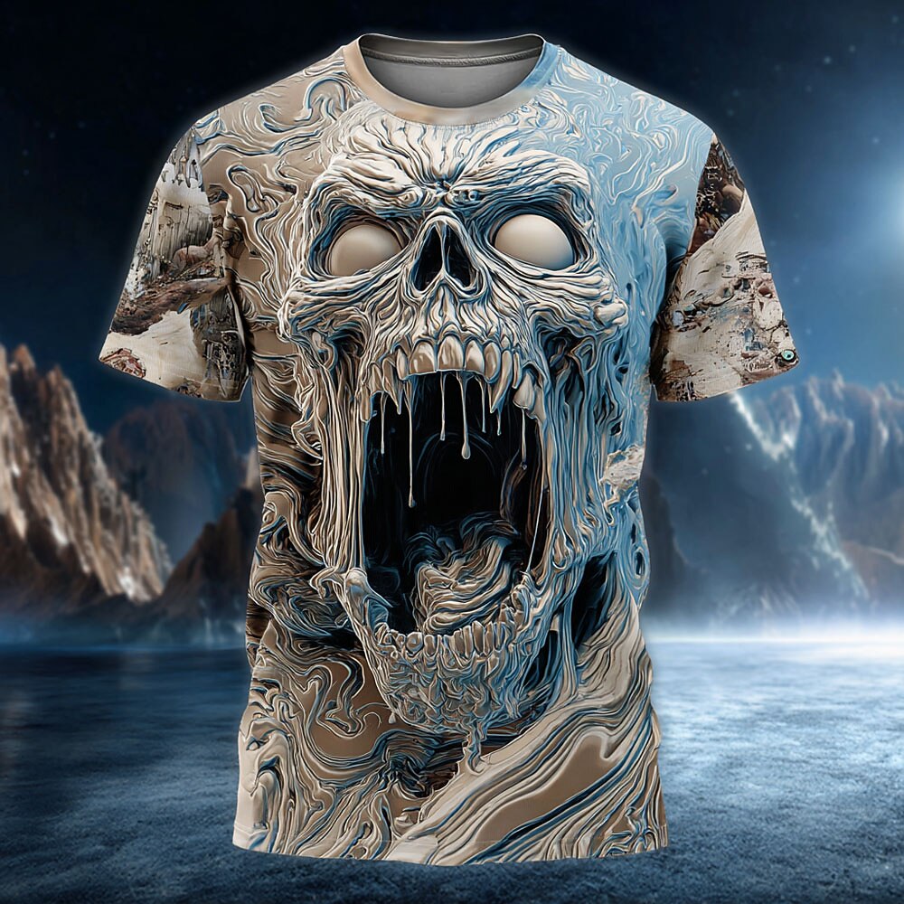 Men's Neon Skull Horror Graphic Tee