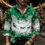 Christmas Elk Snowflake Button Shirt