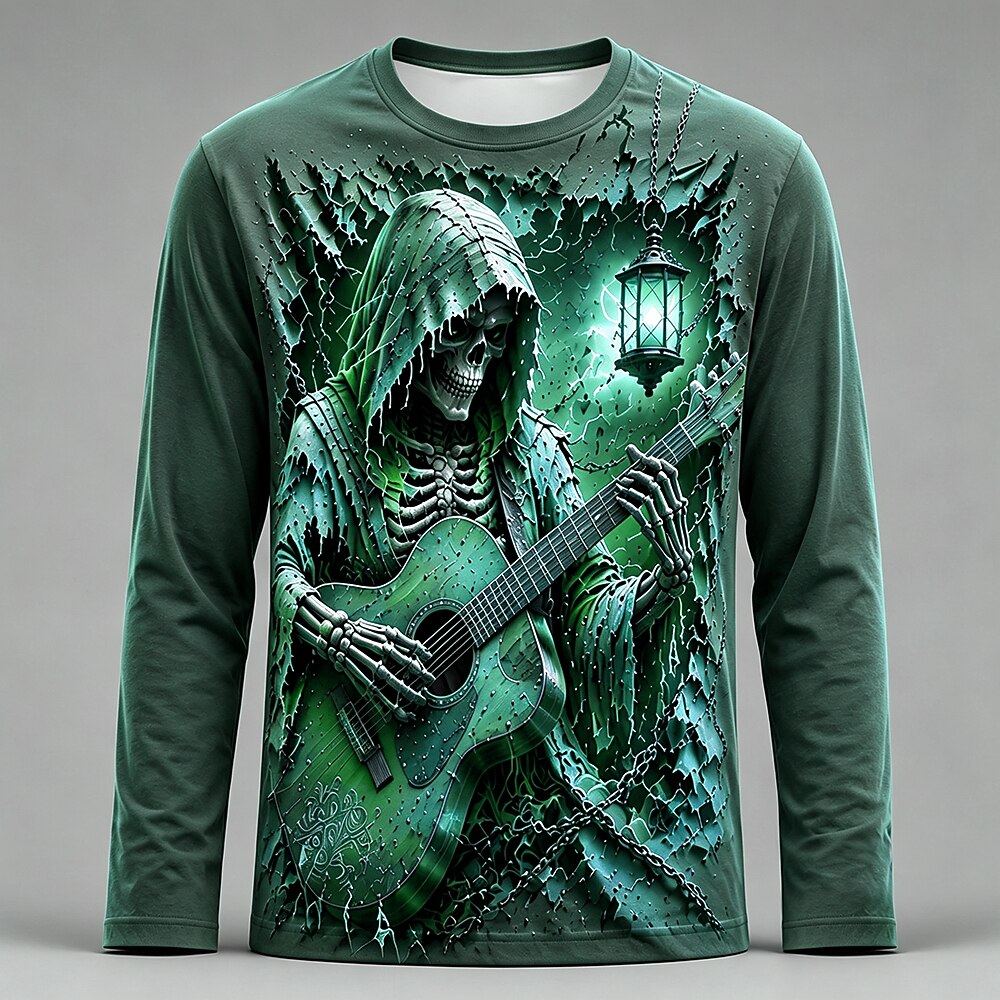 Men's Skeleton Guitar Long Sleeve Tee
