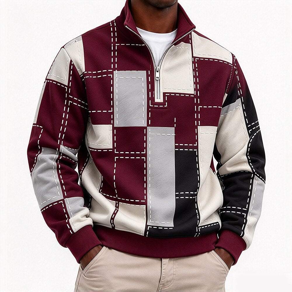 Men's Plaid Half Zip Sweatshirt