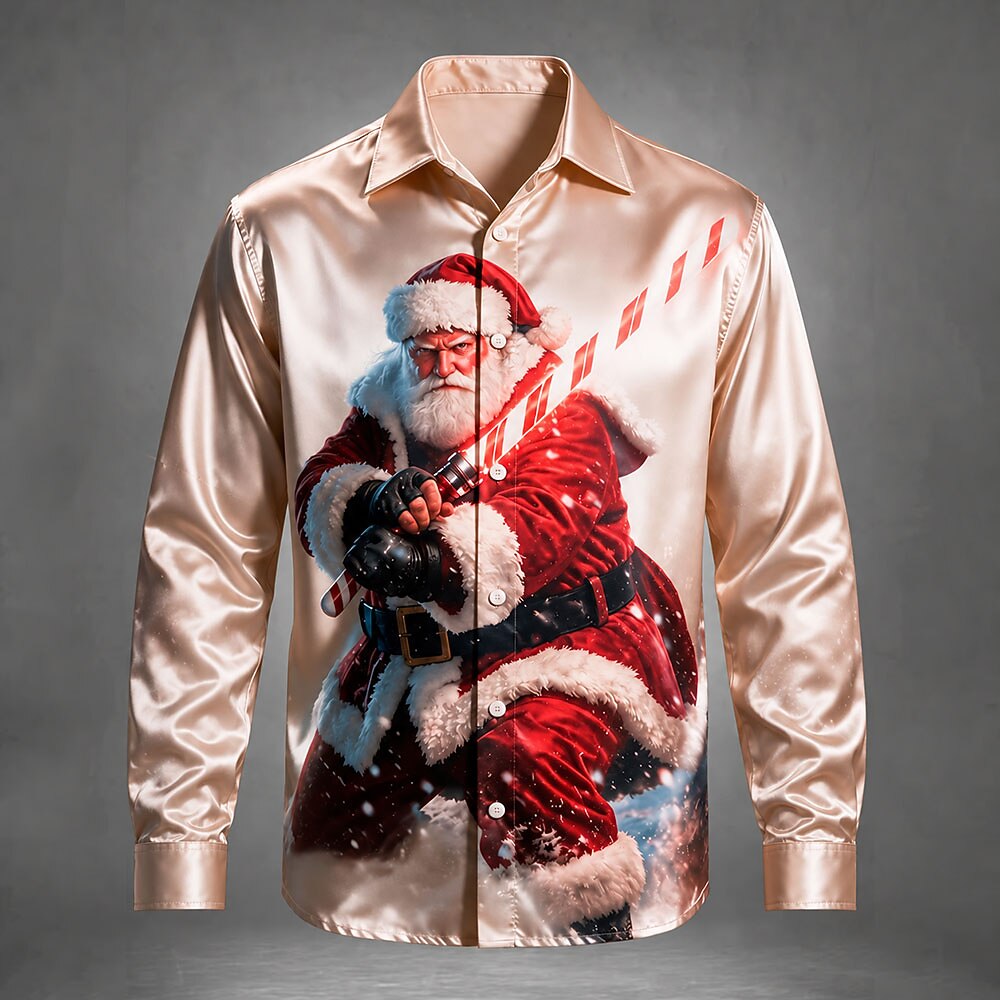 Men's Santa Claus Colorful Satin Shirt