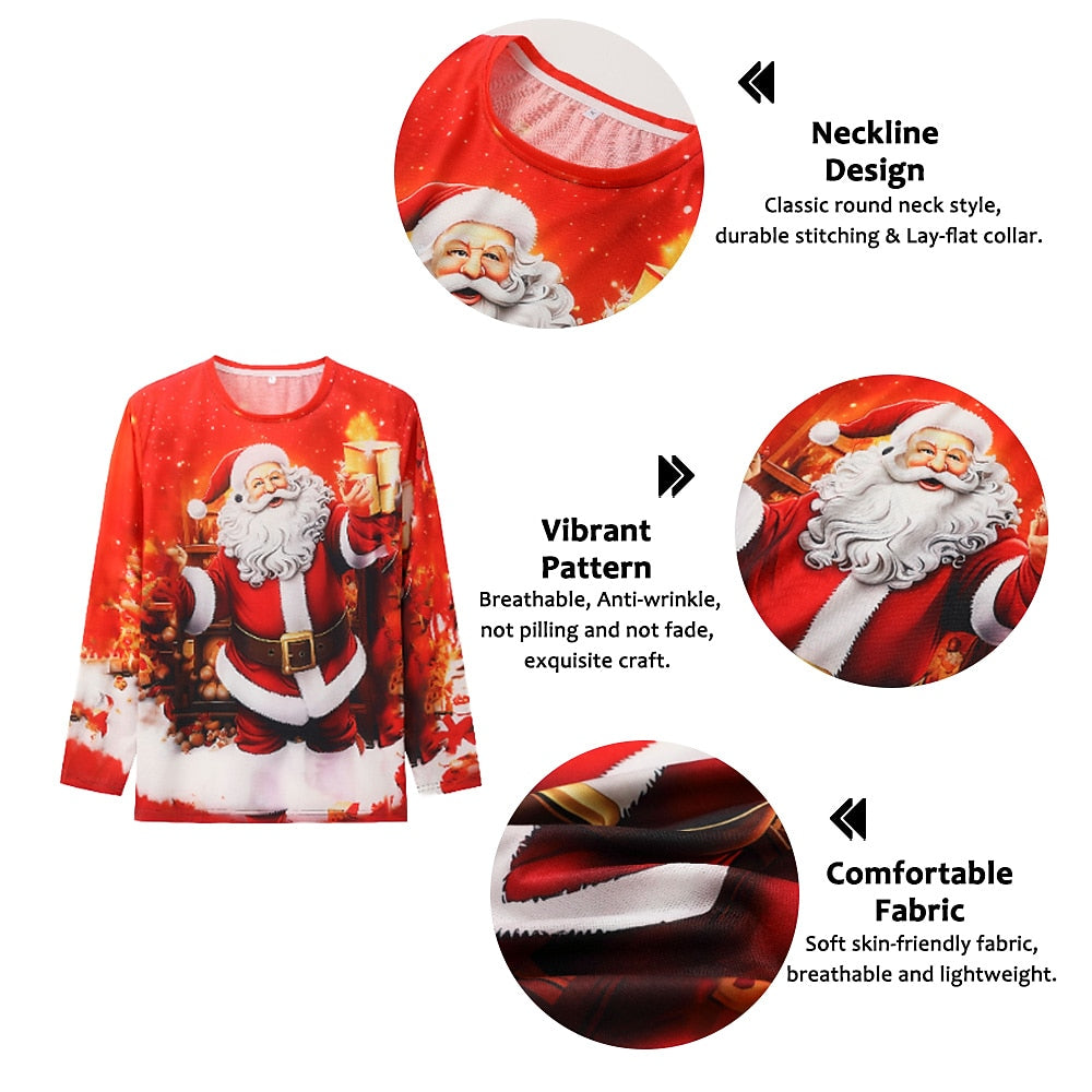 Men's Graphic Santa Christmas Long Sleeve T-Shirt
