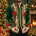 Men's Christmas Baubles Pattern Button Up Shirt